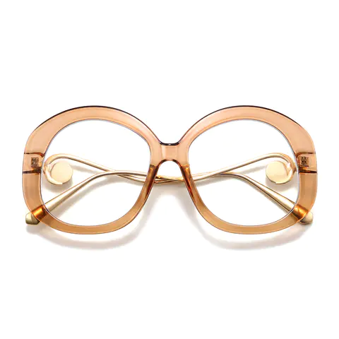 Oval Transparent Red Eyeglasses