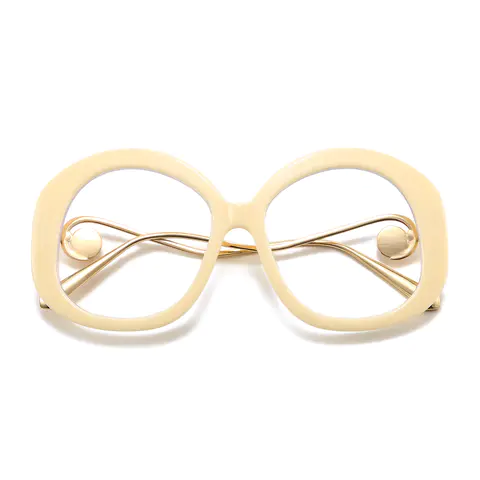 Oval White Eyeglasses