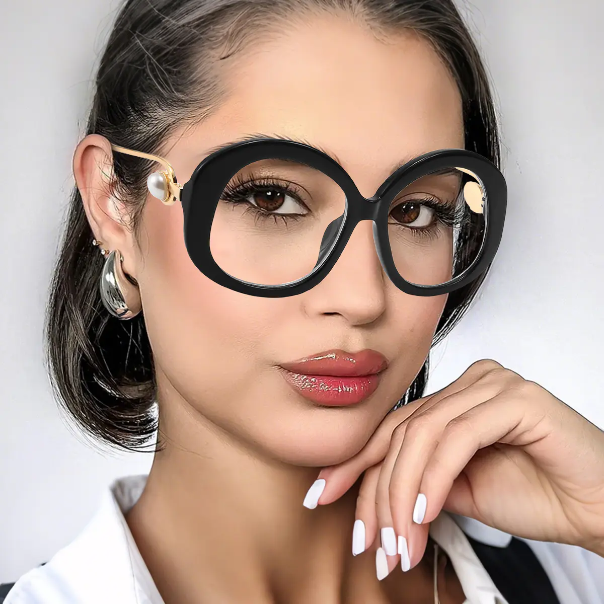 Oval White Eyeglasses