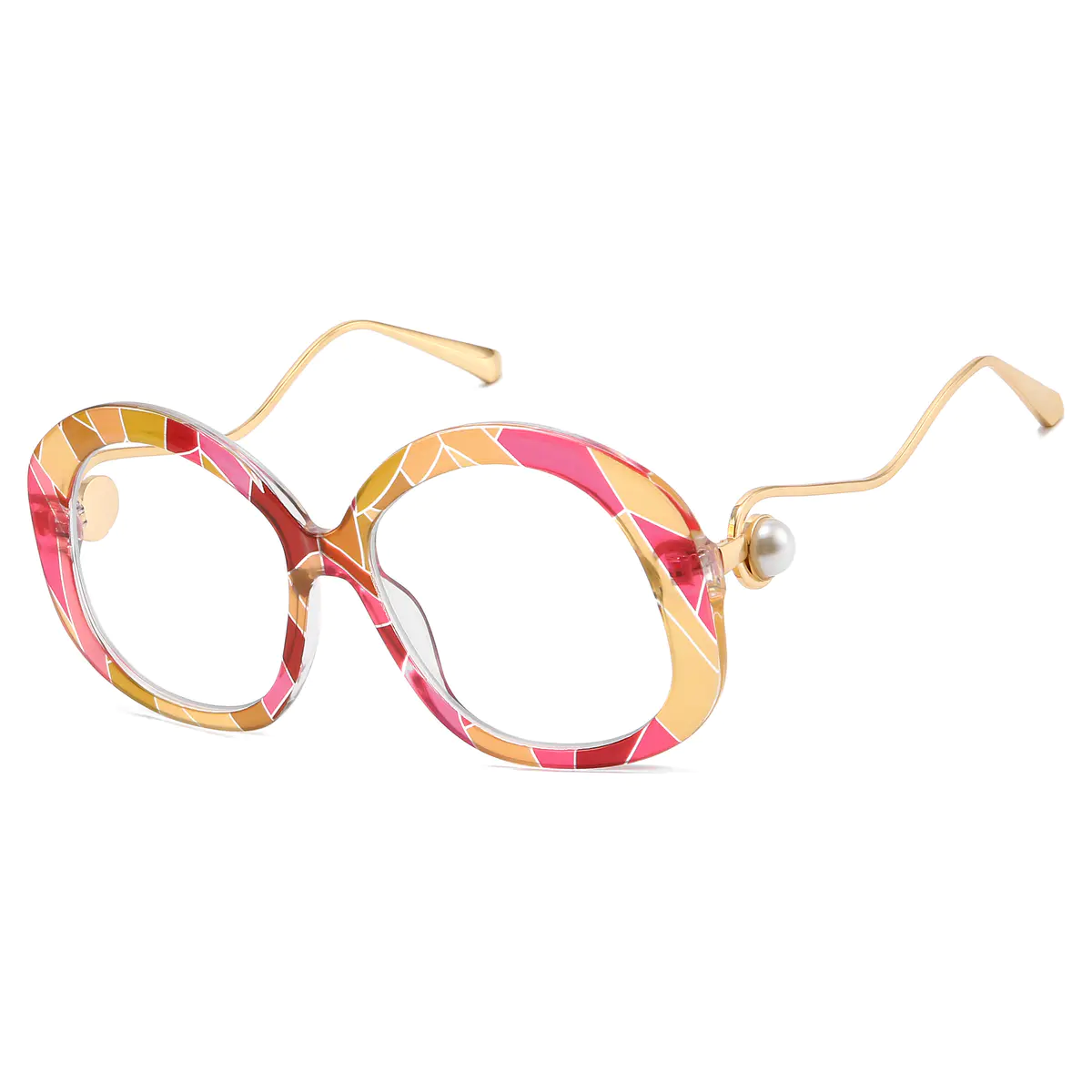 Oval Pink/Gold Eyeglasses