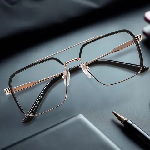 Aviator Black Gold Eyeglasses