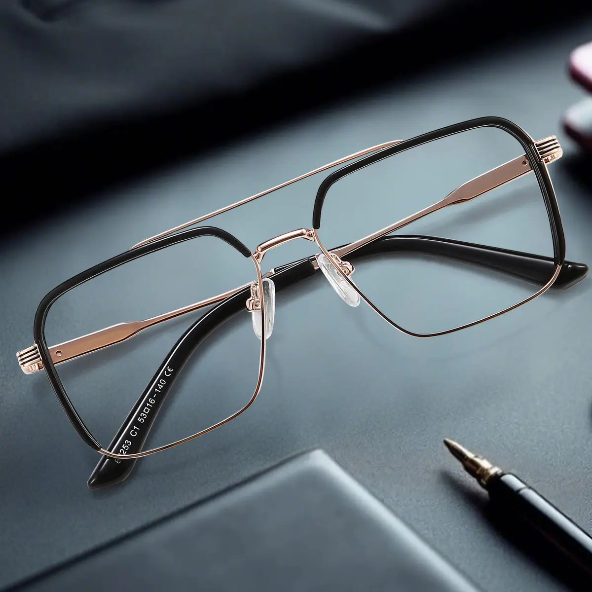 Aviator Black Gold Eyeglasses
