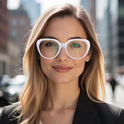 Cat-eye White Eyeglasses
