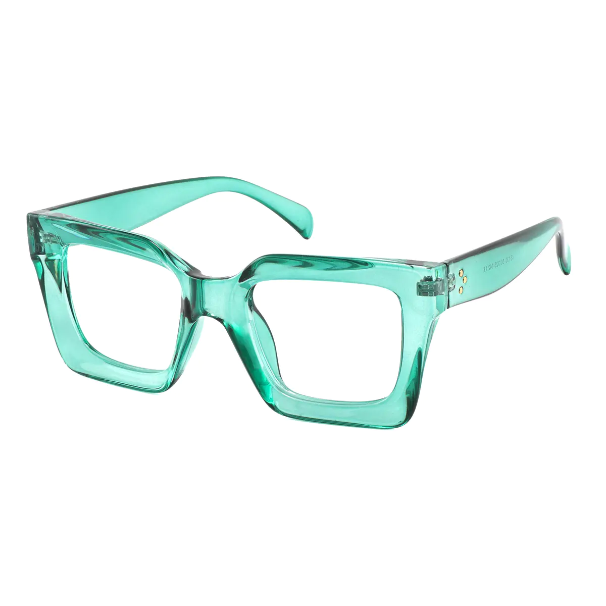 Square Transparent Green Eyeglasses