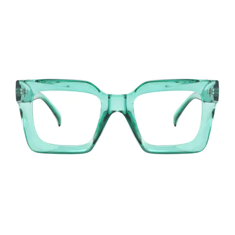 Square Transparent Green Eyeglasses