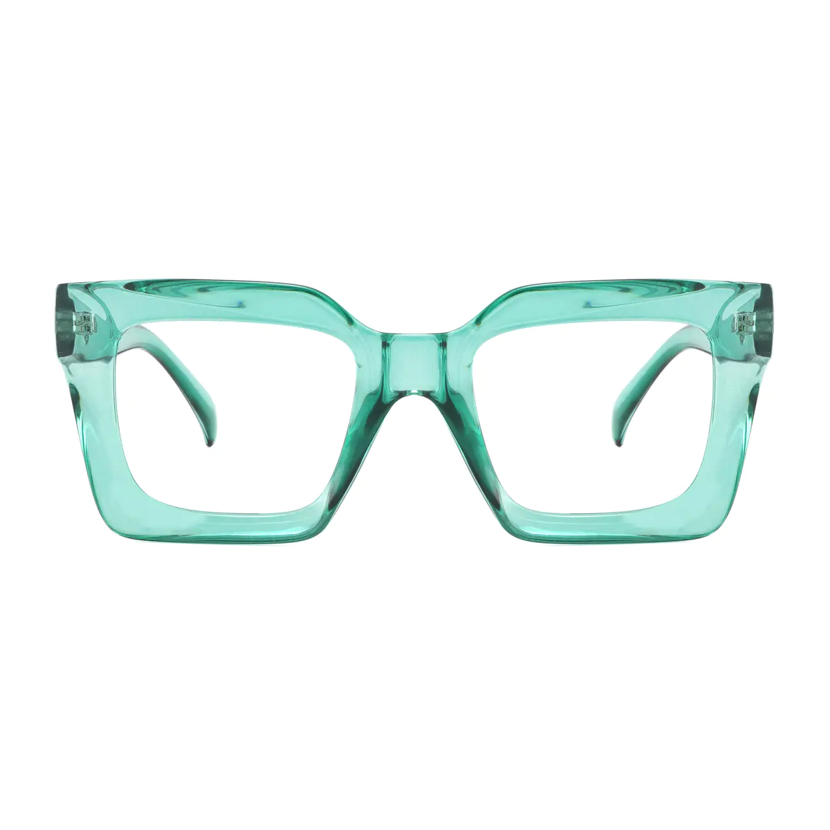 Square Transparent Green Eyeglasses