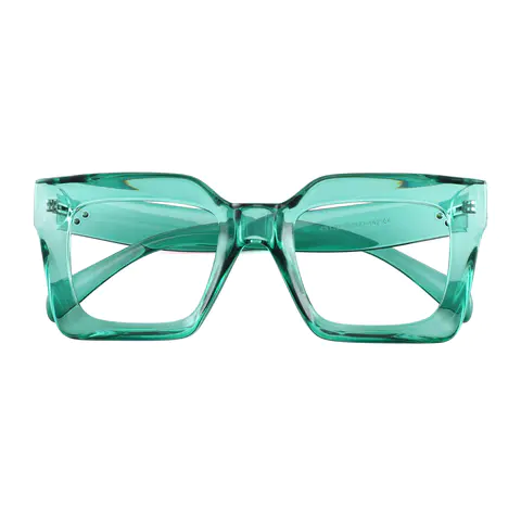 Square Transparent Green Eyeglasses