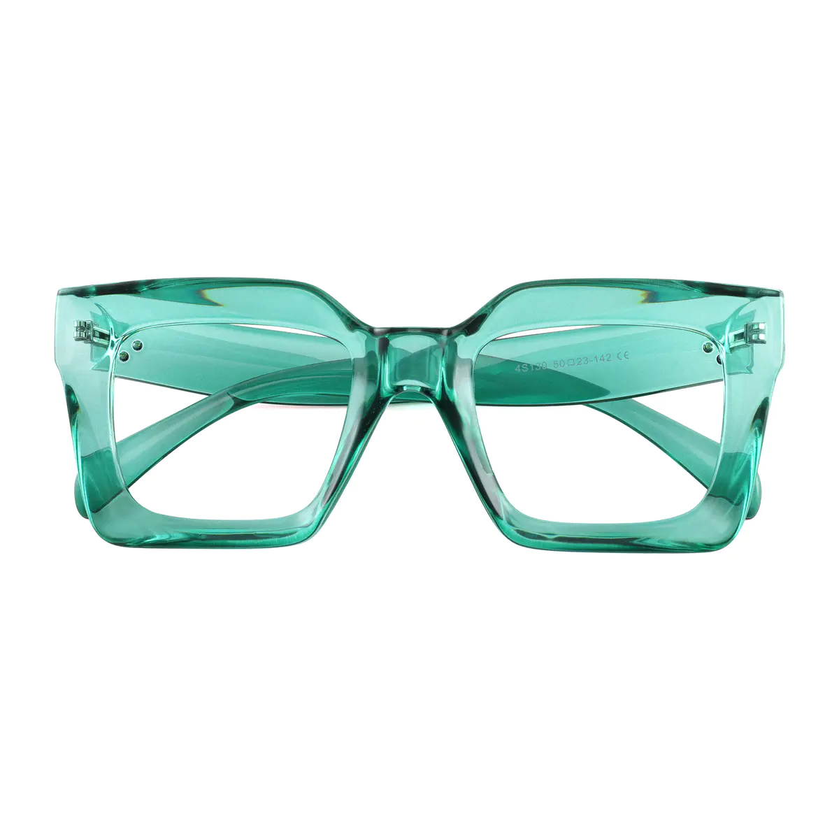 Square Transparent Green Eyeglasses