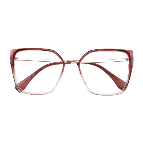 Square Transparent Red Eyeglasses