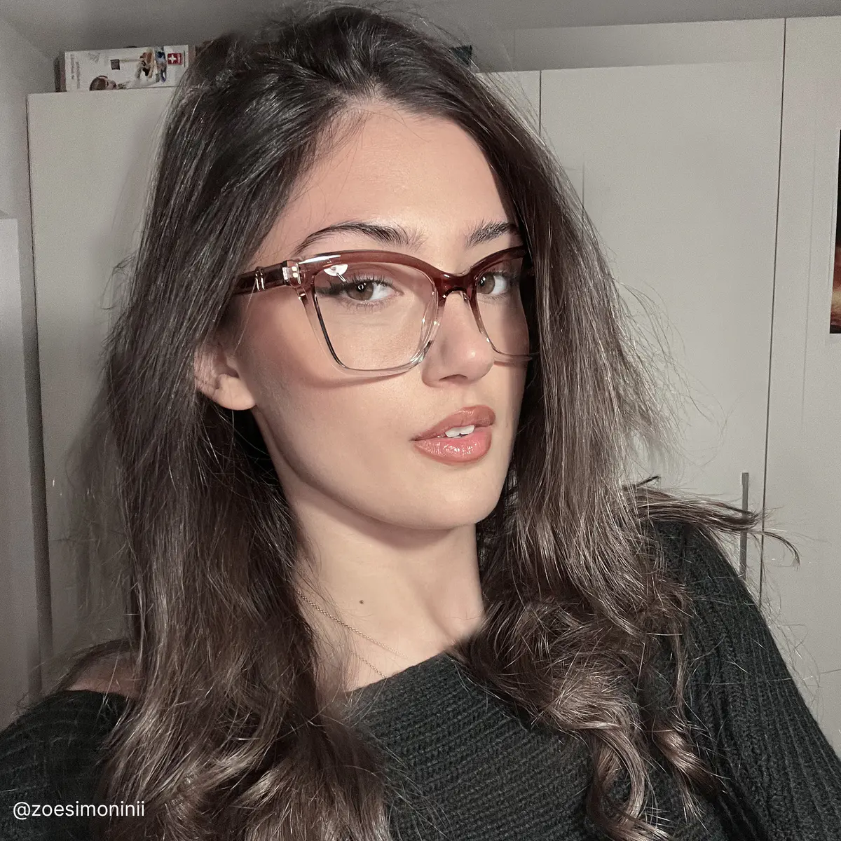 Square Light Brown Eyeglasses