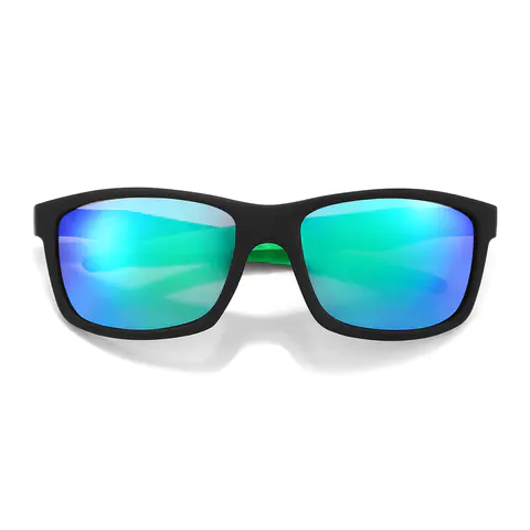 Rectangle Black/Green Sunglasses