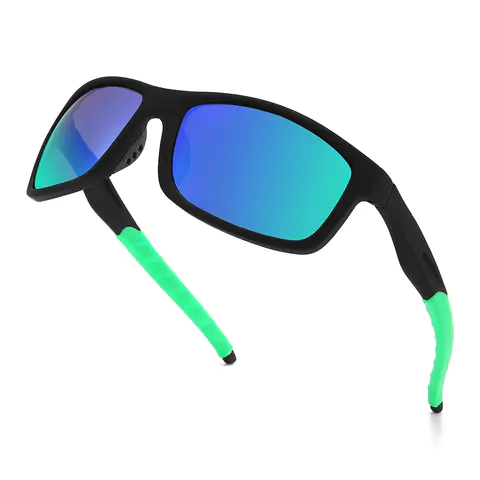 Rectangle Black/Green Sunglasses