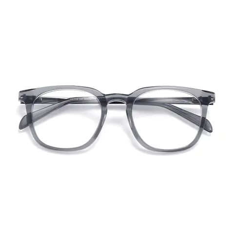 Round Transparent Gray Eyeglasses