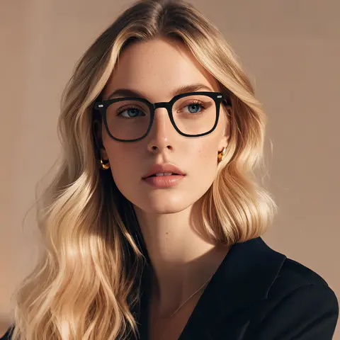 Square Light Brown Eyeglasses