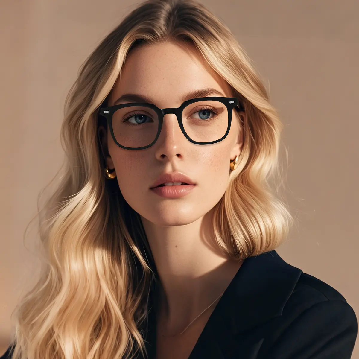 Square Light Brown Eyeglasses