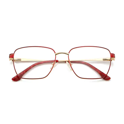 Rectangle Red/Gold Eyeglasses