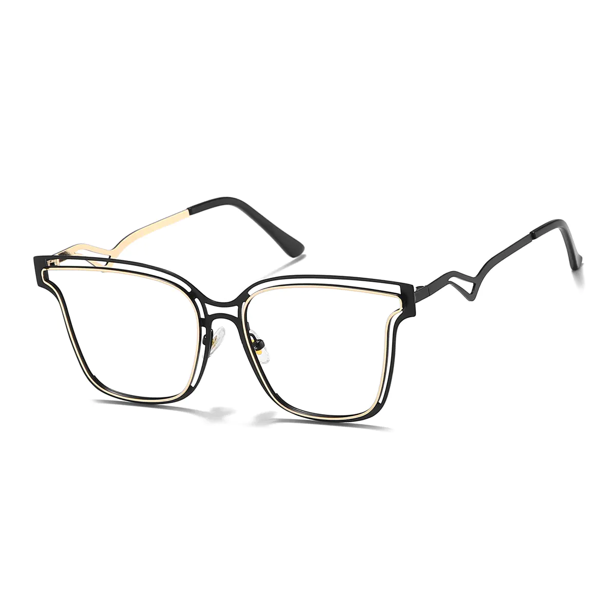 Round Black Gold Eyeglasses