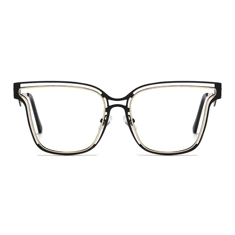 Round Black Gold Eyeglasses