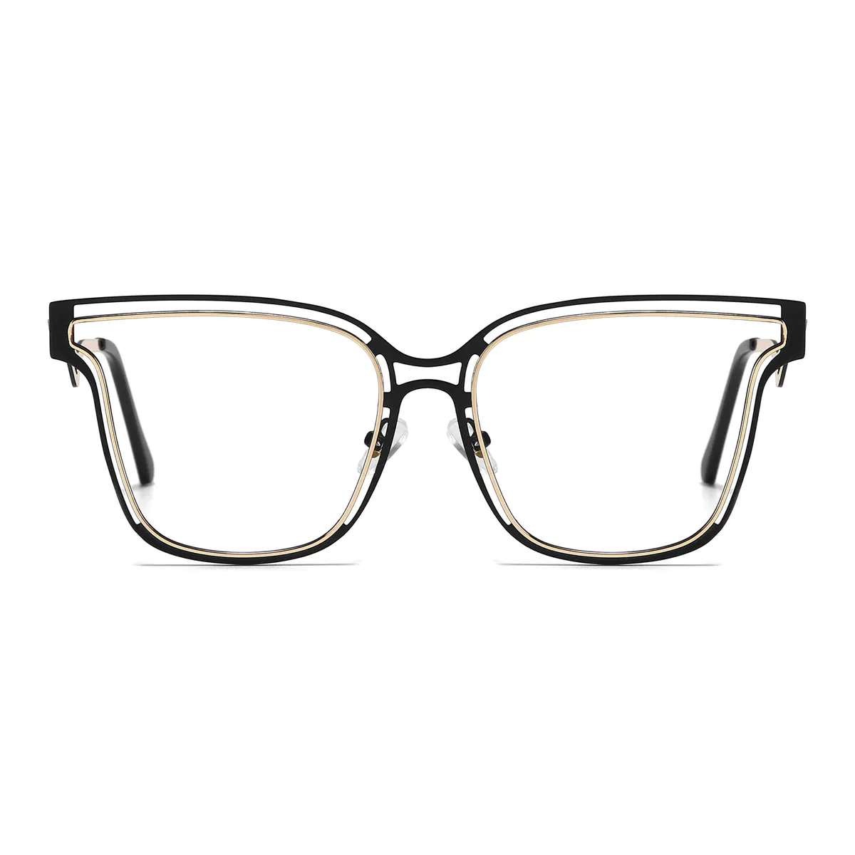 Round Black Gold Eyeglasses