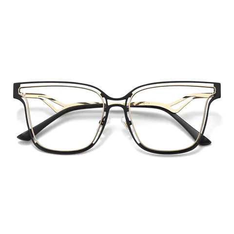 Round Black Gold Eyeglasses