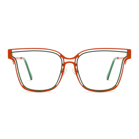 Round Green/Orange Eyeglasses