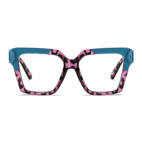 Square Tortoiseshell/Purple Eyeglasses