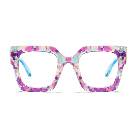 Square Transparent Purple Eyeglasses