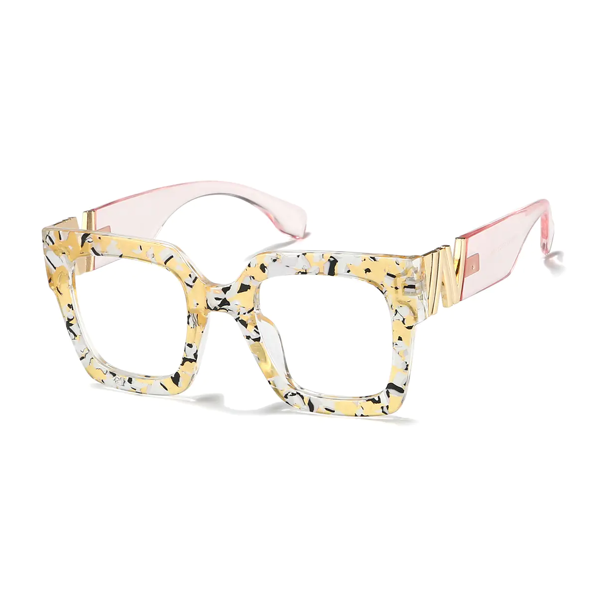 Square Transparent Yellow Eyeglasses
