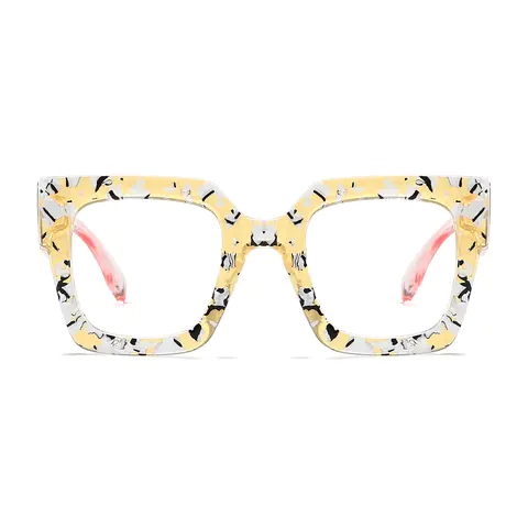 Square Transparent Yellow Eyeglasses
