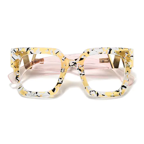 Square Transparent Yellow Eyeglasses