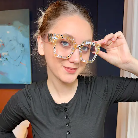 Square Transparent Yellow Eyeglasses