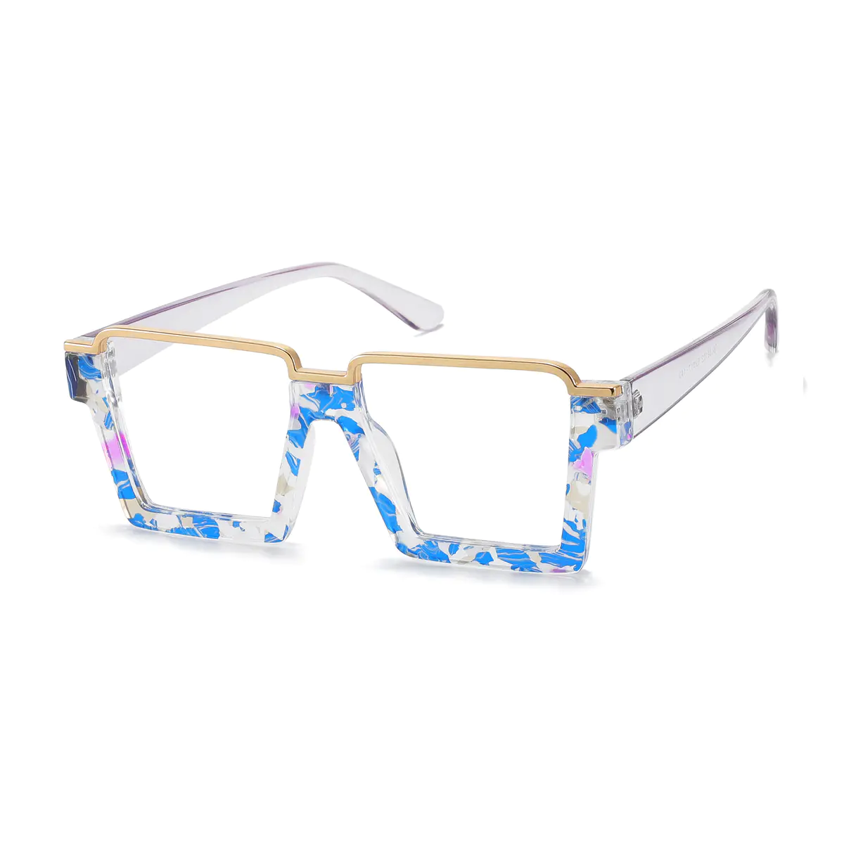 Square Transparent Blue Eyeglasses