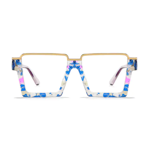 Square Transparent Blue Eyeglasses