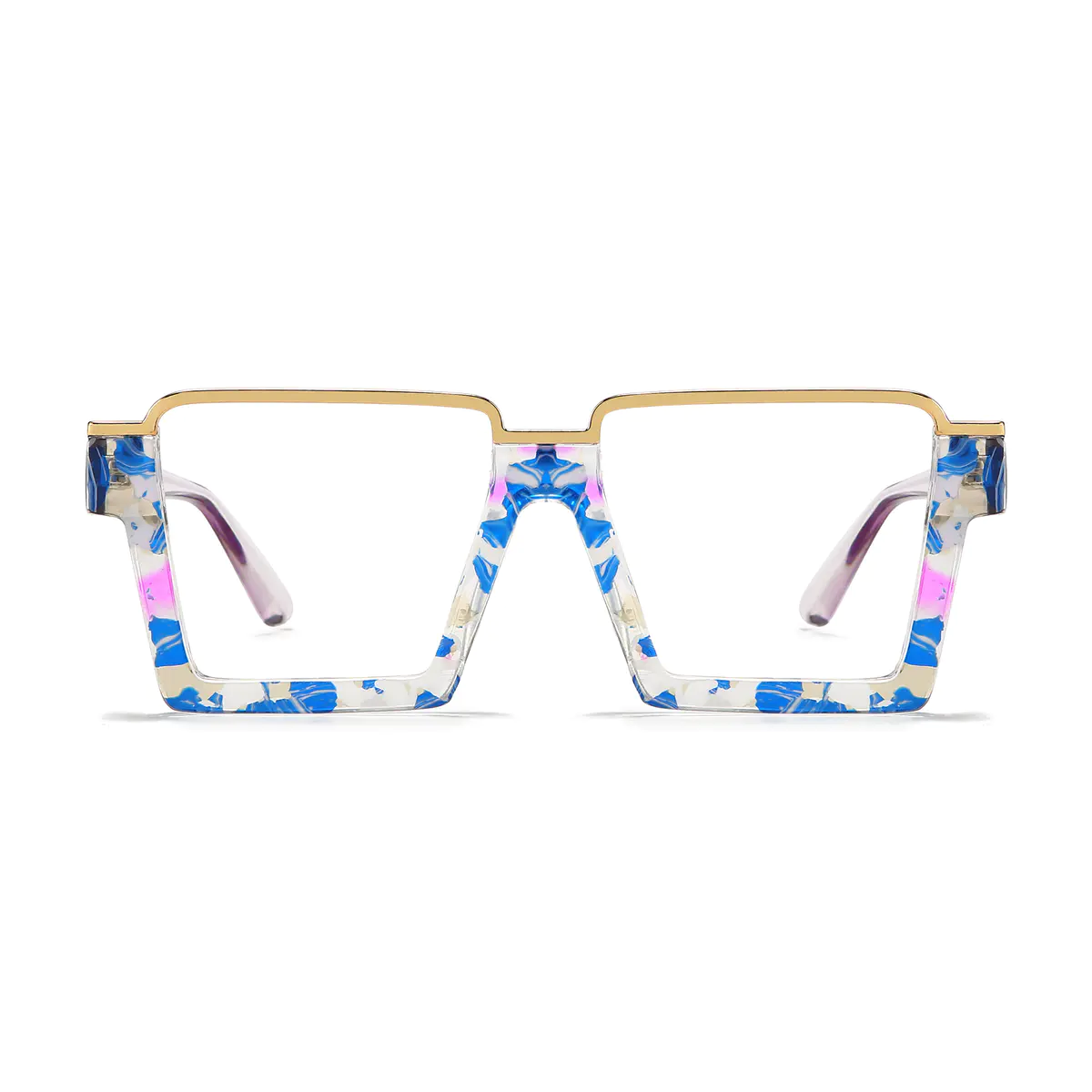 Square Transparent Blue Eyeglasses
