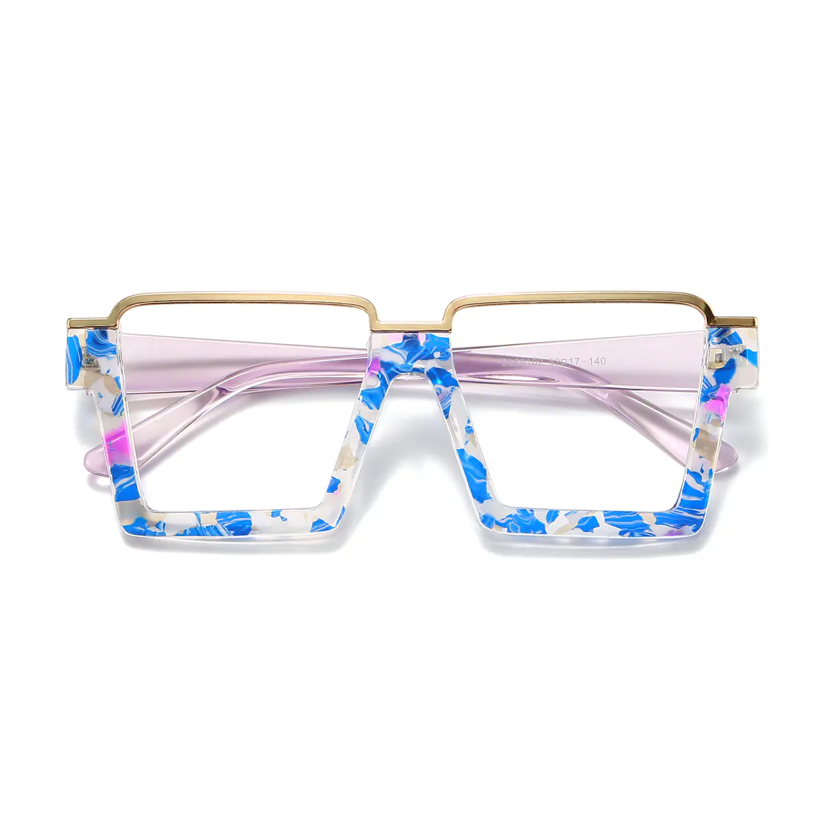 Square Transparent Blue Eyeglasses