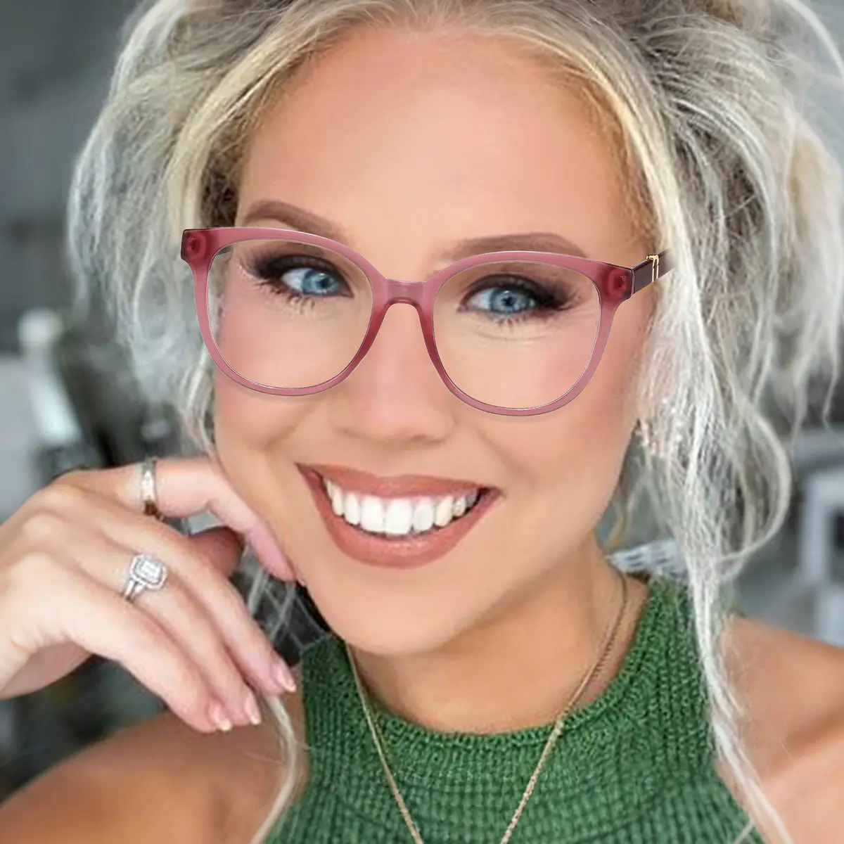 Oval Pink Eyeglasses