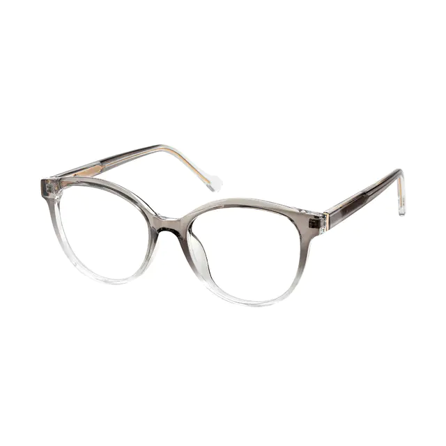 Oval Transparent Gray Eyeglasses