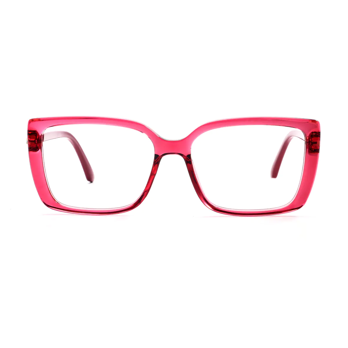 Rectangle Transparent Red Eyeglasses