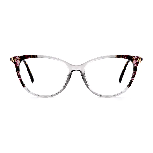 Oval Transparent Gray Eyeglasses