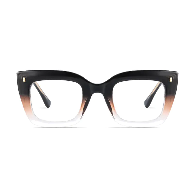 Cat-eye Transparent Brown Eyeglasses