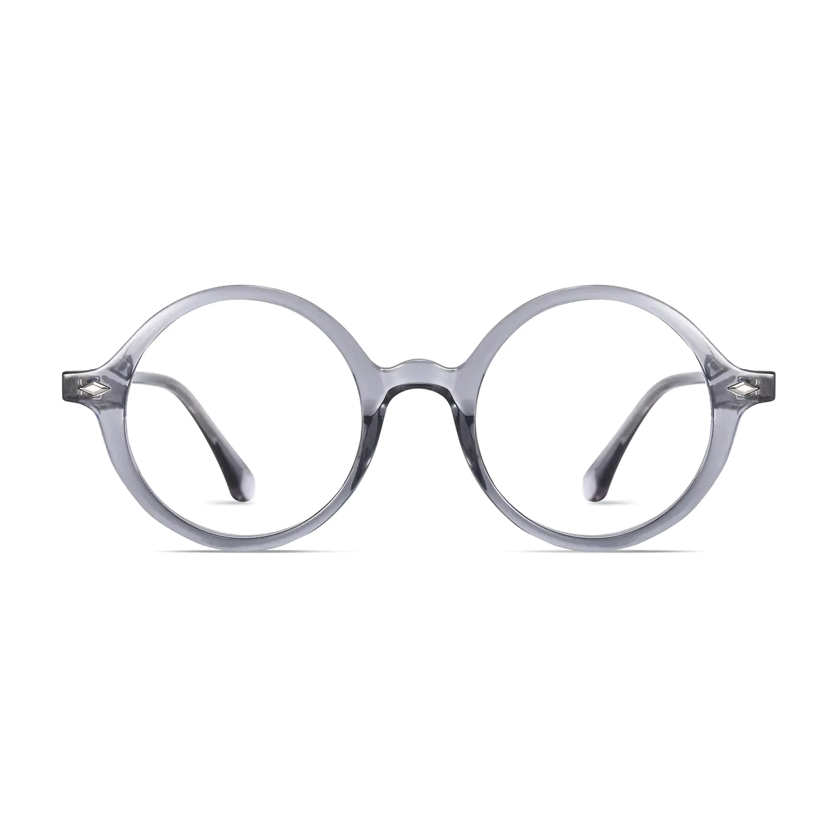 Round Transparent Gray Eyeglasses
