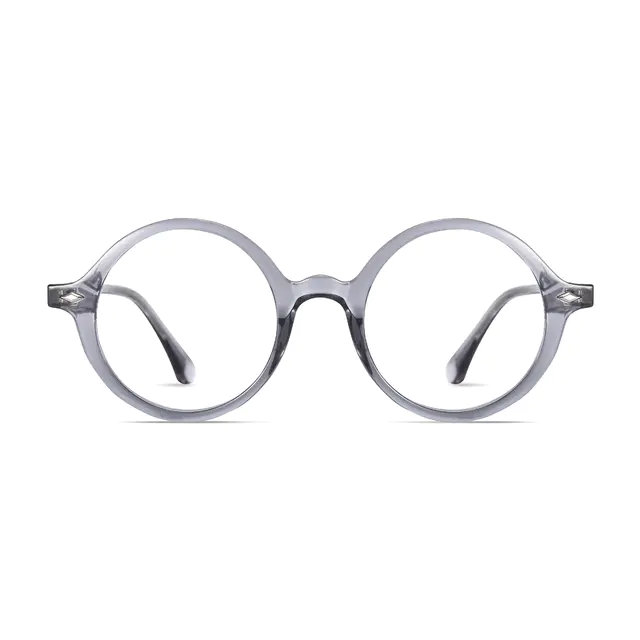 Round Transparent Gray Eyeglasses