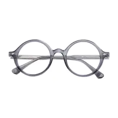 Round Transparent Gray Eyeglasses