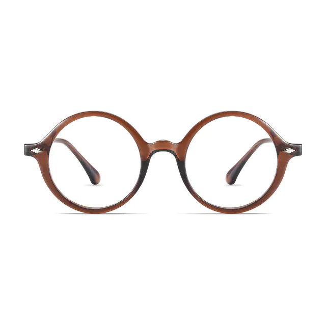 Round Transparent Brown Eyeglasses