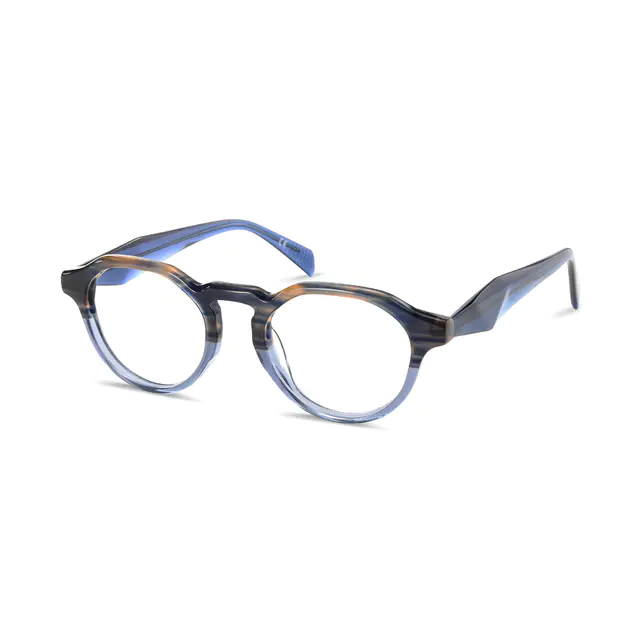 Oval Transparent Blue Eyeglasses