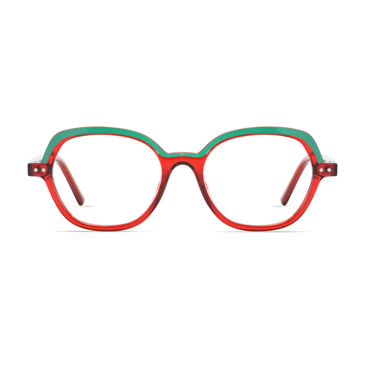 Oval Transparent Red/Green Eyeglasses