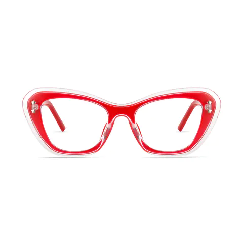 Cat-eye Red/Clear Eyeglasses