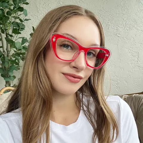Cat-eye Red/Clear Eyeglasses