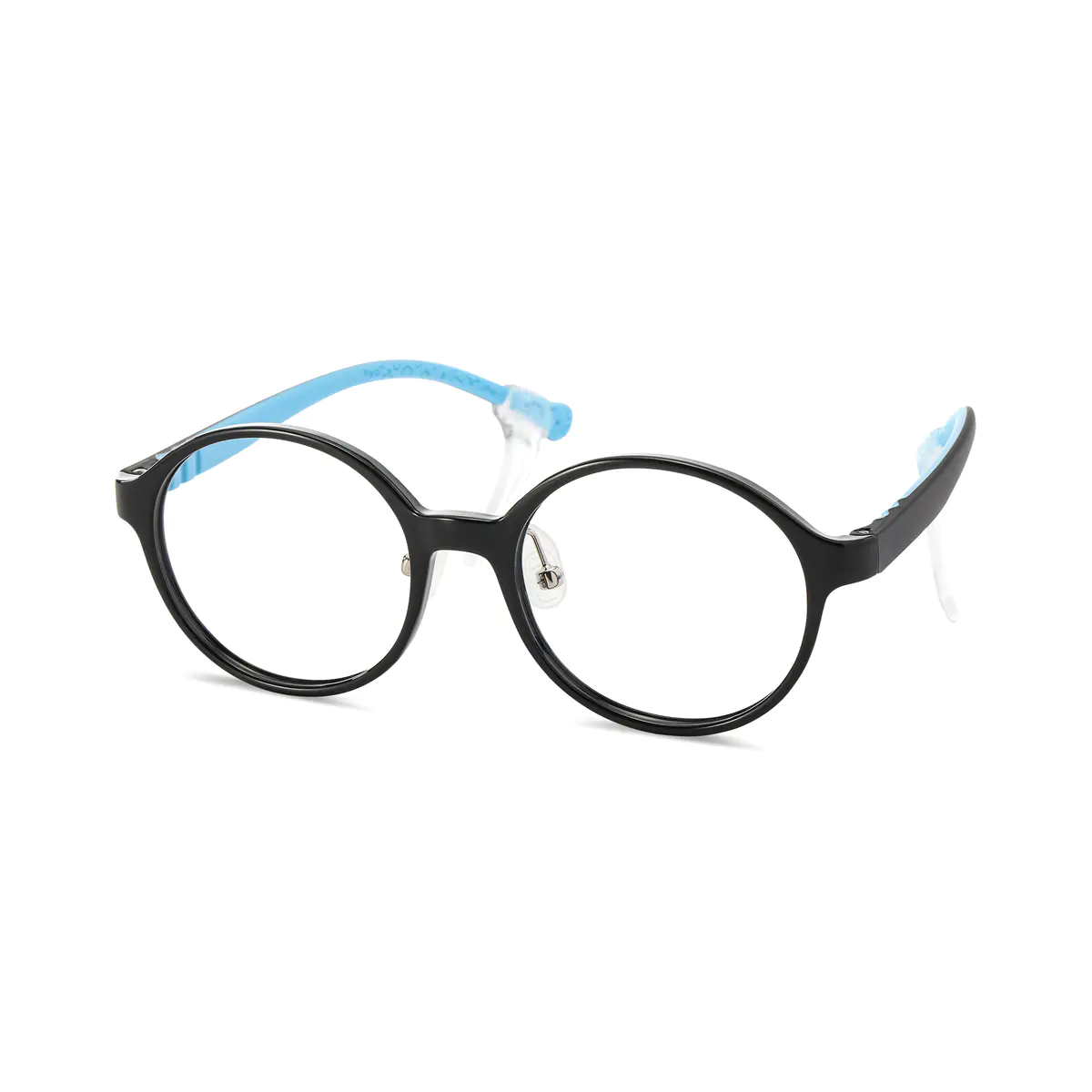 Round Black/Blue Eyeglasses