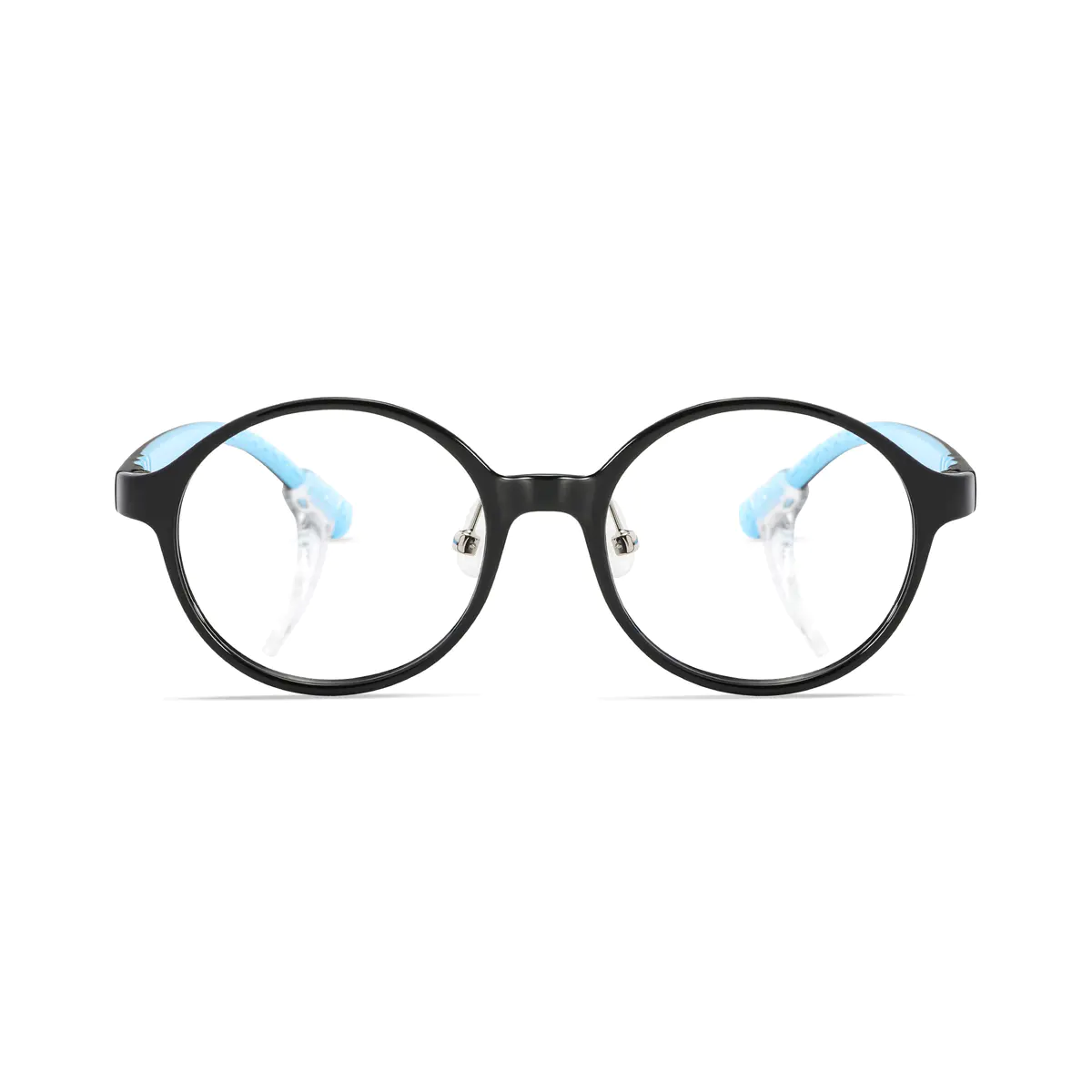 Round Black/Blue Eyeglasses